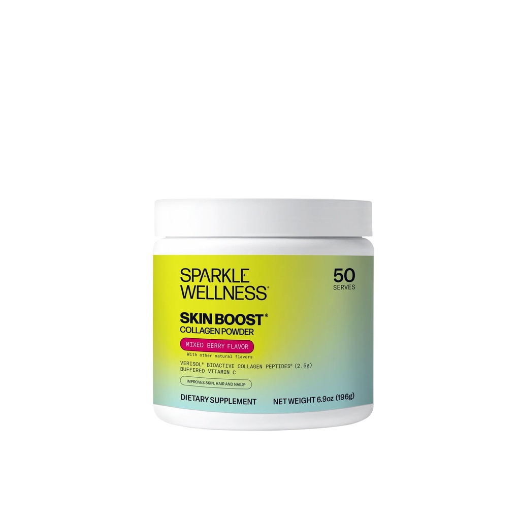 Sparkle Wellness VERISOL Bioactive Hydrolyzed Collagen Peptides | Collagen Powder Supplement with Vitamin C for Skin, Hair & Nail Health | Skin Boost (Mixed Berry) [50-Serves]