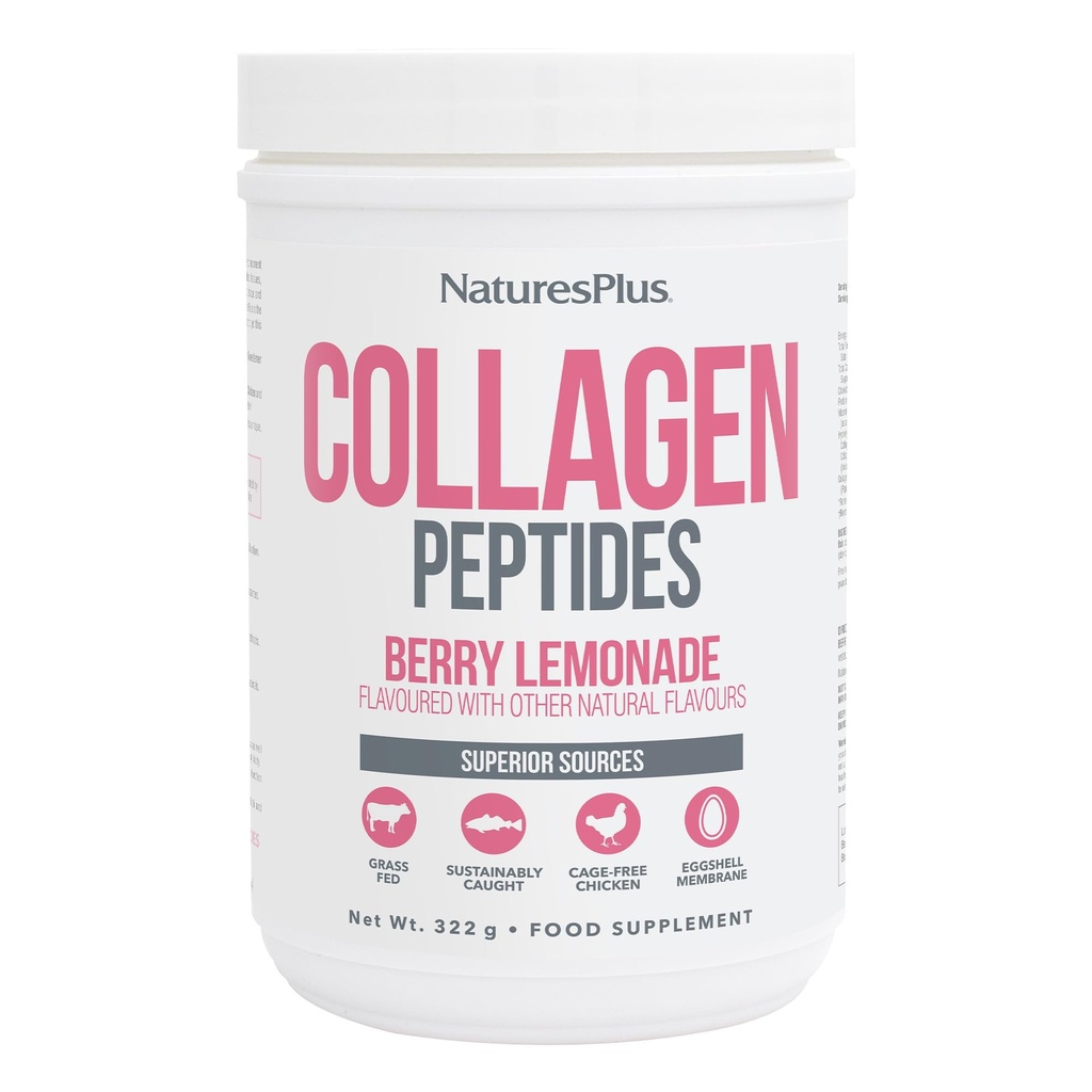 NaturesPlus Collagen Peptides, Berry Lemonade - 0.8 lb Powder - Hair, Skin, Nail & Joint Health, Immune System Support - Non-GMO, Gluten Free - 14 Servings