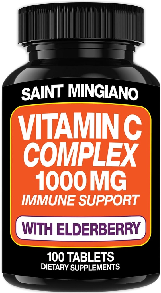 Vitamine C 1000mg met vlierbessensupplement - Dubbel De standaarddosering met 14 speciaal geformuleerde ingrediënten - 100 Capsule / 3 maanden . Levering