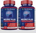 Neuro Plus Brain & Focus Formula - Nootrope Brain Booster Supplement, Ondersteunt Hersengezondheid, Geestelijke Helderheid & Focus - Verbetert Concentratie & Geestelijke Energie 120 Capsules (2)