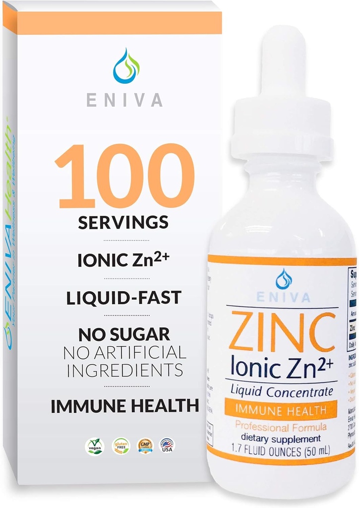 Eniva Liquid Zink Supplement Ultra Geconcentreerde Zink Drops voor Immune Health 1.7 oz