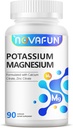 Kalium Magnesium supplement met calciumzink 1185mg, hoge potentie formule voor beenkrampen, bot- en spiergezondheid, non-GMO, glutenvrij, veganistisch, 90 capsules