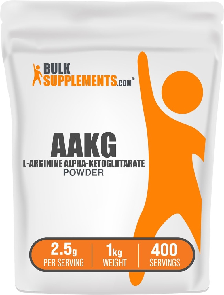 BulkSupplements.com AAKG Powder - Arginine AKG Supplement, Nitric Oxide Supplement, Unflavored & Gluten Free, 2,5 g per portie, 1kg (2,2 lbs) (pakket van 1)