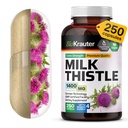 BIO KRAUTER® Melkdistelsupplement voor leverreiniging & detox - Pure Vegan Milk Thistle Extract 1400 mg per portie Сontains Silymarin - 250 Capsules, 125 Days of Supply, Non-GMO