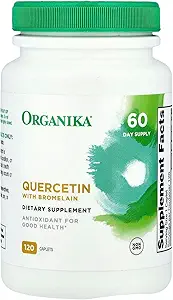Organika Quercetin met Bromelain Supplement (120 tabletten): Bromelain quercetinesupplement met hoge absorptie voor defensie, seizoensallergieën, mobiliteit, & Clear Airways