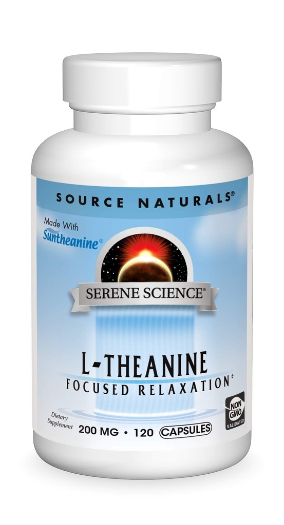 Source Naturals Serene Science L-Theanine, Made with Suntheanine, for Focused Relaxation, 200 mg - 120 Capsules