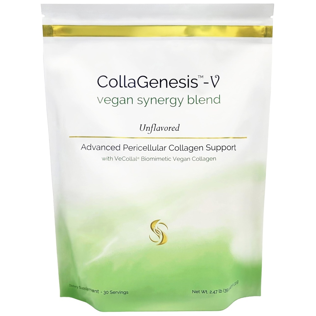 CollaGenesis™-V – Vegan Collagen Support Whole-Body System – Biomimetic Vegan Collagen, 25g Protein, MSM & Hyaluronic Acid, Complete Amino Acid Profile, 18 Vitamins & Minerals – Unflavored – 2.47 lb