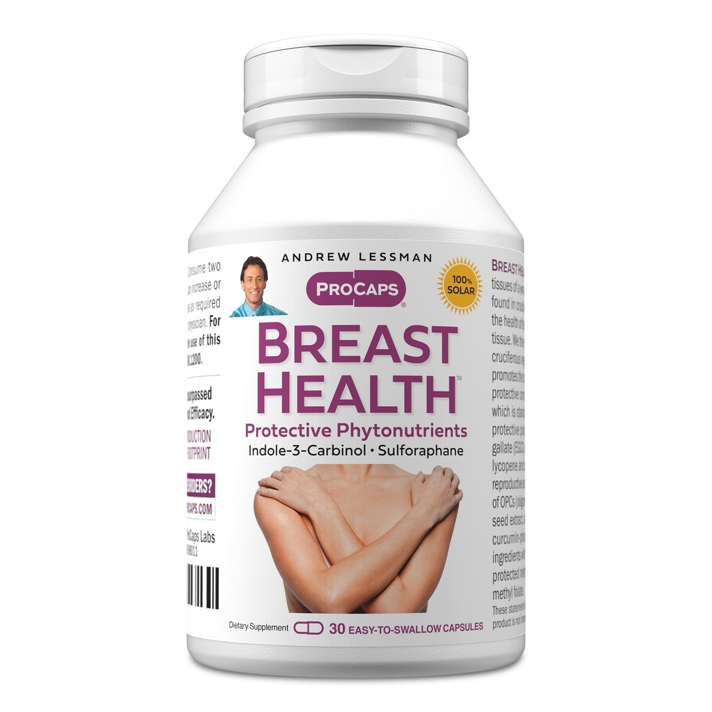 ANDREW LESSMAN Breast Health 30 Capsules - Provides Protective Compounds for Natural Support of The Delicate Tissue of The Breast, with Indole-3-Carbinol, Sulforaphane, Green Tea Extract, and More