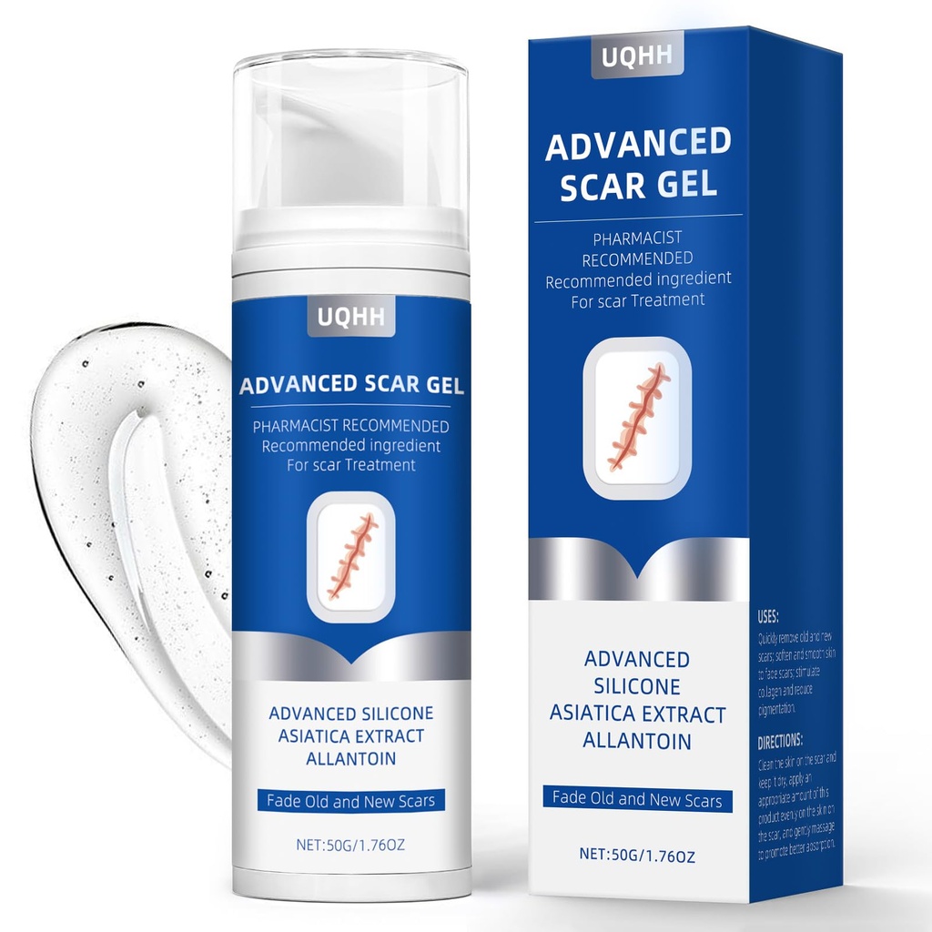 Silicone Scar Gel for Old and New Scars, Stretch Marks & Acne Scar Removal, Advanced Silicone Scar Cream for Surgical, Burn, Keloid, Injury & Acne Scars, Fast Absorbing Gel, 1.76 oz (50ml)
