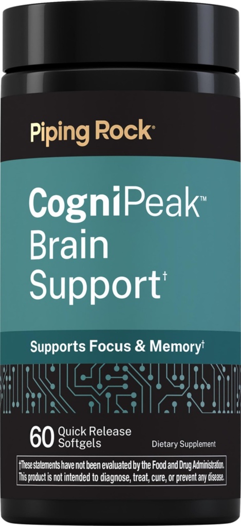 Piping Rock CogniPeak Brain Support 545mg | 60 Quick Release Softgels | Supports Focus and Memory | Phosphatidylserine Complex | Non-GMO, Gluten Free Supplement