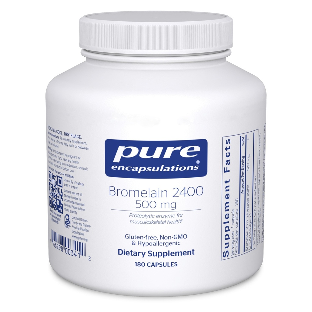 Pure Encapsulations Bromelain 2400 500 mg - for Digestief Support & Musculoskeletal Health - Supports Joints & Muscle Recovery* - Proteolytische Enzymes - Vegan - 180 Capsules