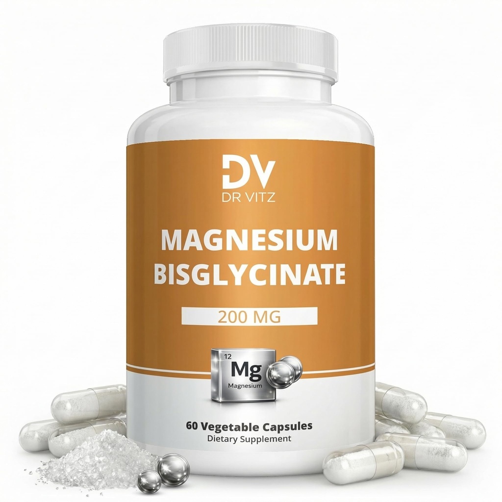 Magnesium Bisglycinate Chelate 200mg – High Absorption Albion® Chelated Magnesium Glycinate Supplement for Sleep, Stress, Muscle & Nerve Support – Gentle on Stomach – 60 Vegan Capsules
