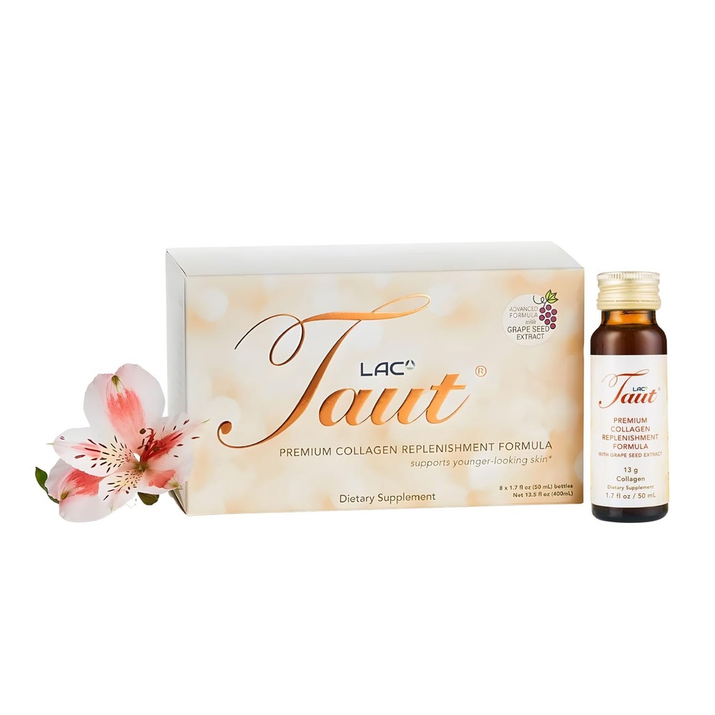TAUT Liquid Collagen for Women – 13,000mg Marine Collagen Drink with Hyaluronic Acid, Grape Seed & Elastin – Visible Skin, Hair & Joint Support – 1 Box (8 Bottles Each)