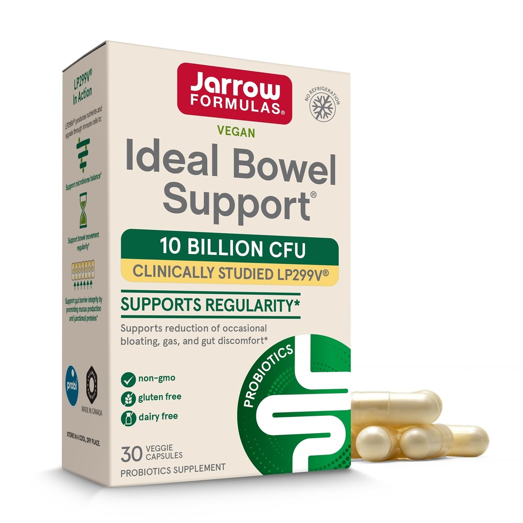 Jarrow Formules Ideale Bowel Support - 10 miljard CFU per portie - Bowel Support - Reduces Bloating, Gas & Intestinal Discomfort - Tot 30 porties (Veggie Caps)