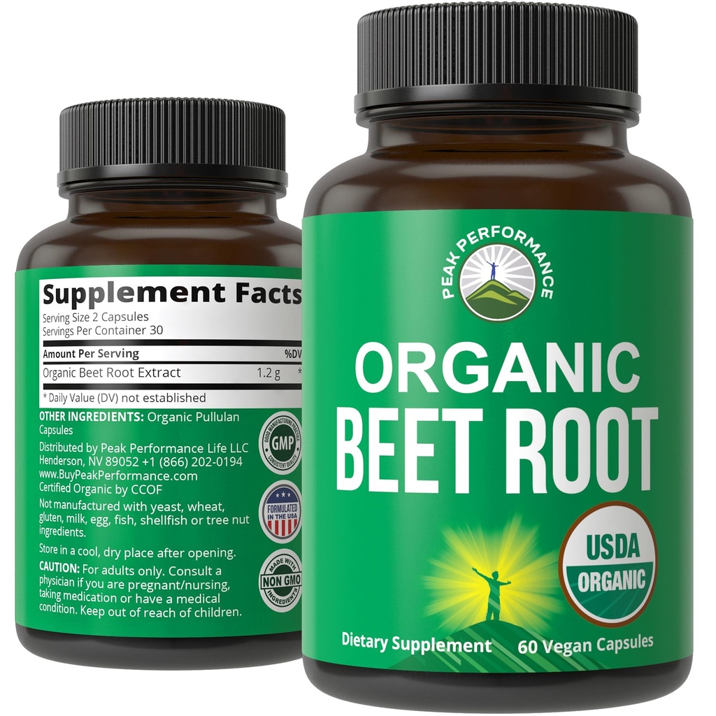 USDA Biologische Beet Root Vegan Capsules. Beets Juice Powder Super Food Pillen 1200 mg. Nitric Oxide Energy Boosting Beetwortel Extract Capsules. Polyfenol Support Supplement voor vrouwen en mannen