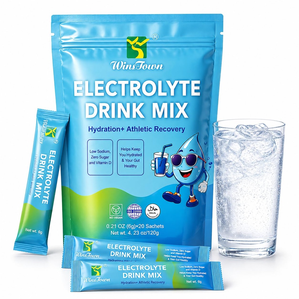 Electrolyte Powder Drink Mix–Zero Sugar Hydration Powder, Low Sodium Electrolytes for Daily Hydration&Active Lifestyle, 20 Stick Packs