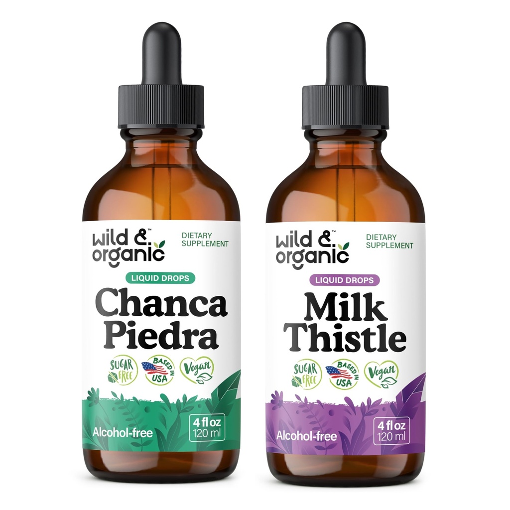 Wild & Organic Chanca Piedra Tincture 4 fl oz & Milk Thistle Tincture 4 fl oz