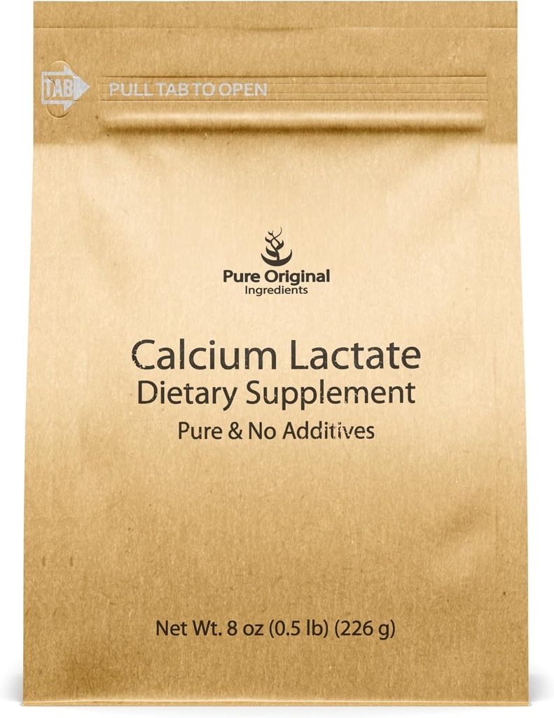 Ingrédients originaux purs Lactate de calcium (8 oz) Supplément de calcium, Electrolyte