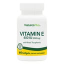 NaturesPlus Vitamine E - 400iu Gemengde D-Tocoferol, 60 Softgels - Eenvoudig doorslikken Vitamine E-supplement, afgeleid van natuurlijke sojaolie - Vrij-Radische verdediging - Glutenvrije - 60 porties