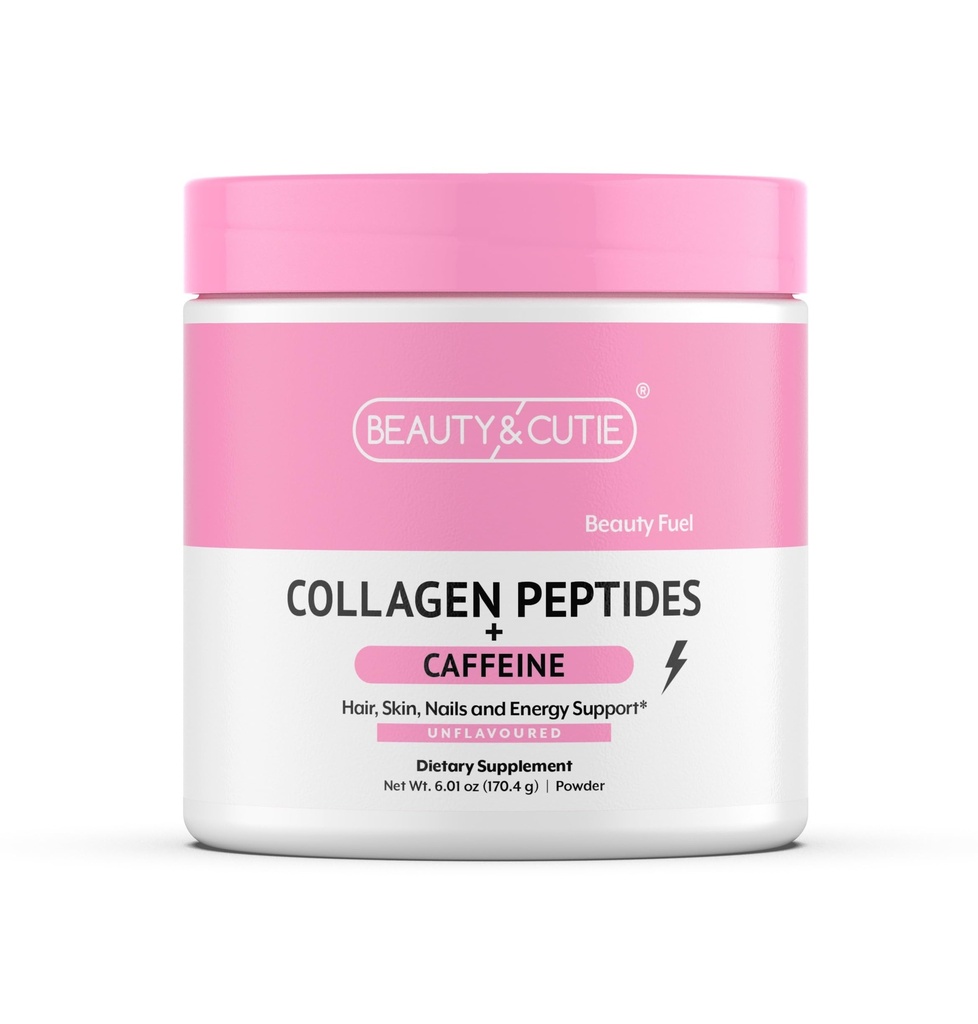 Collagen Peptides with Caffeine 200 mg, Powder, Grass Fed, for Hair, Skin, Nails and Energy Support, Gluten Free, Unflavored, 6.01 oz