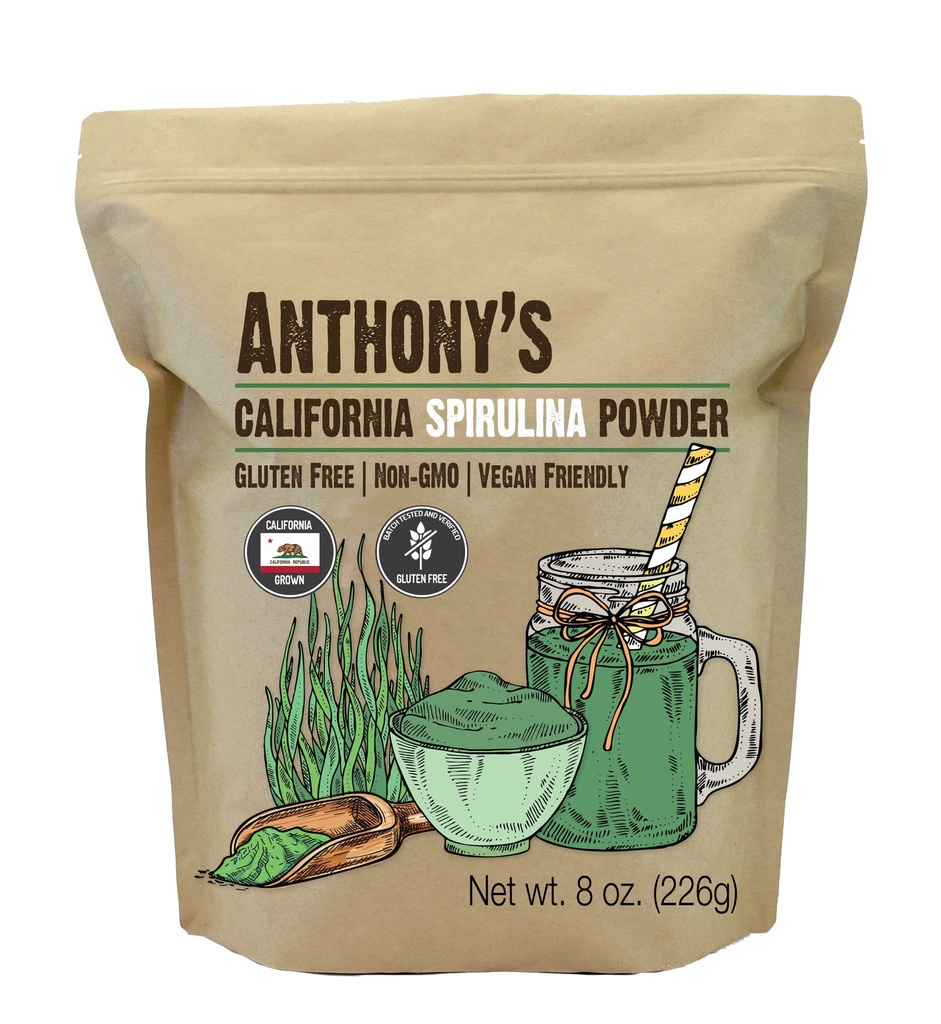 Anthony's California Spirulina Powder, 8 oz, Product of USA, Glutenvrij, Niet GGO