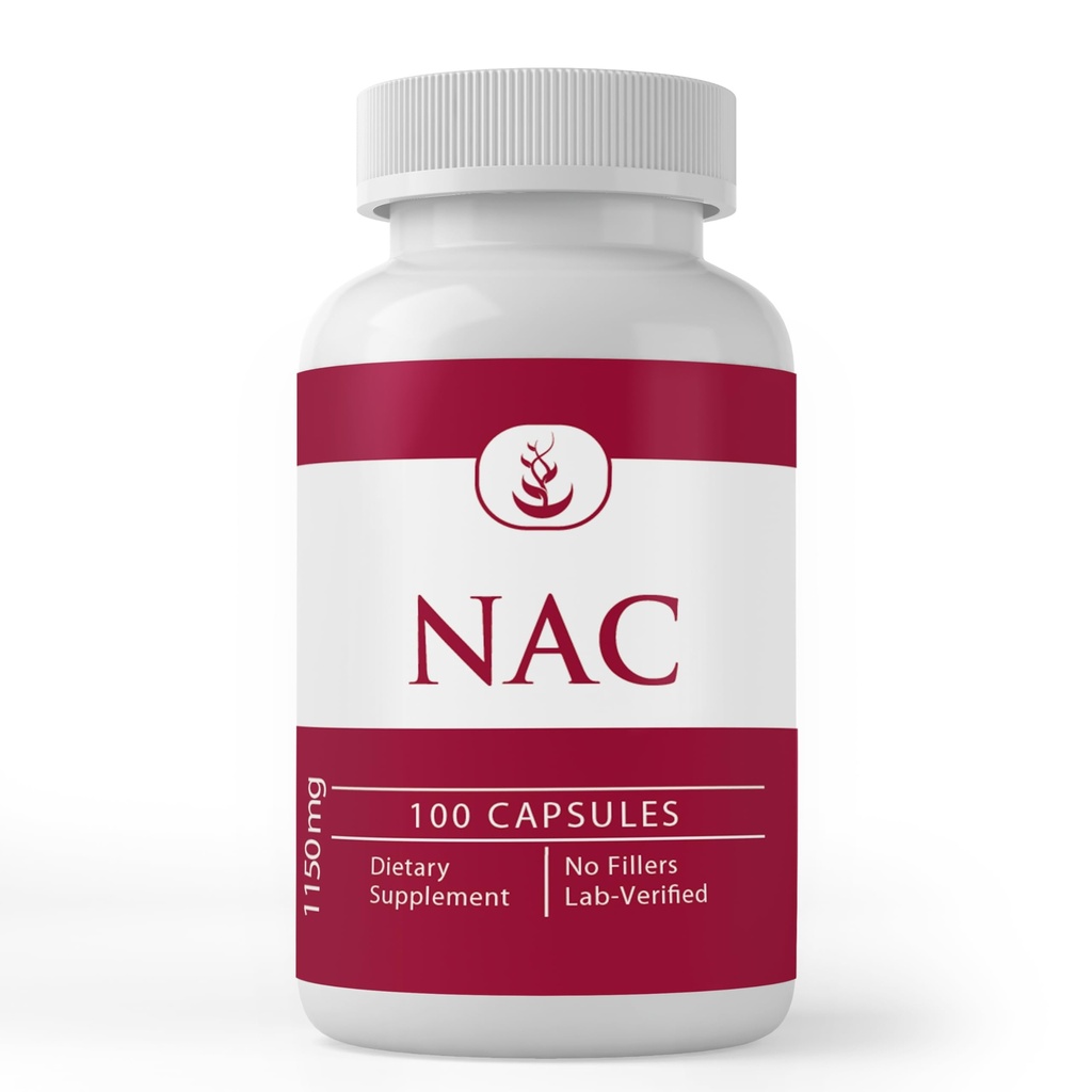 PURE ORIGINEEL INGREDIËNTEN N-Acetyl L-Cysteine NAC, (100 capsules) Altijd zuiver, Geen additieven of fillers, Lab geverifieerd