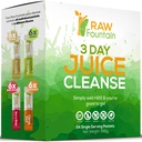 Raw Fountain 3 Day Juice Cleanse Detox, 24 Powder Packets, Travel and Vegan Friendly, 4 All Natural Flavors, Includes Protein (3 Day)