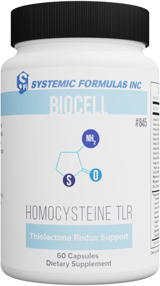 Systemische Formules HomoCysteine TLR Thiolactone Redux Ondersteuning 60 capsules, Biocell #845. Bevat antioxidanten die het hart, hart- en vaatstelsel en hersenen beschermen tegen verhoogde homocysteïne