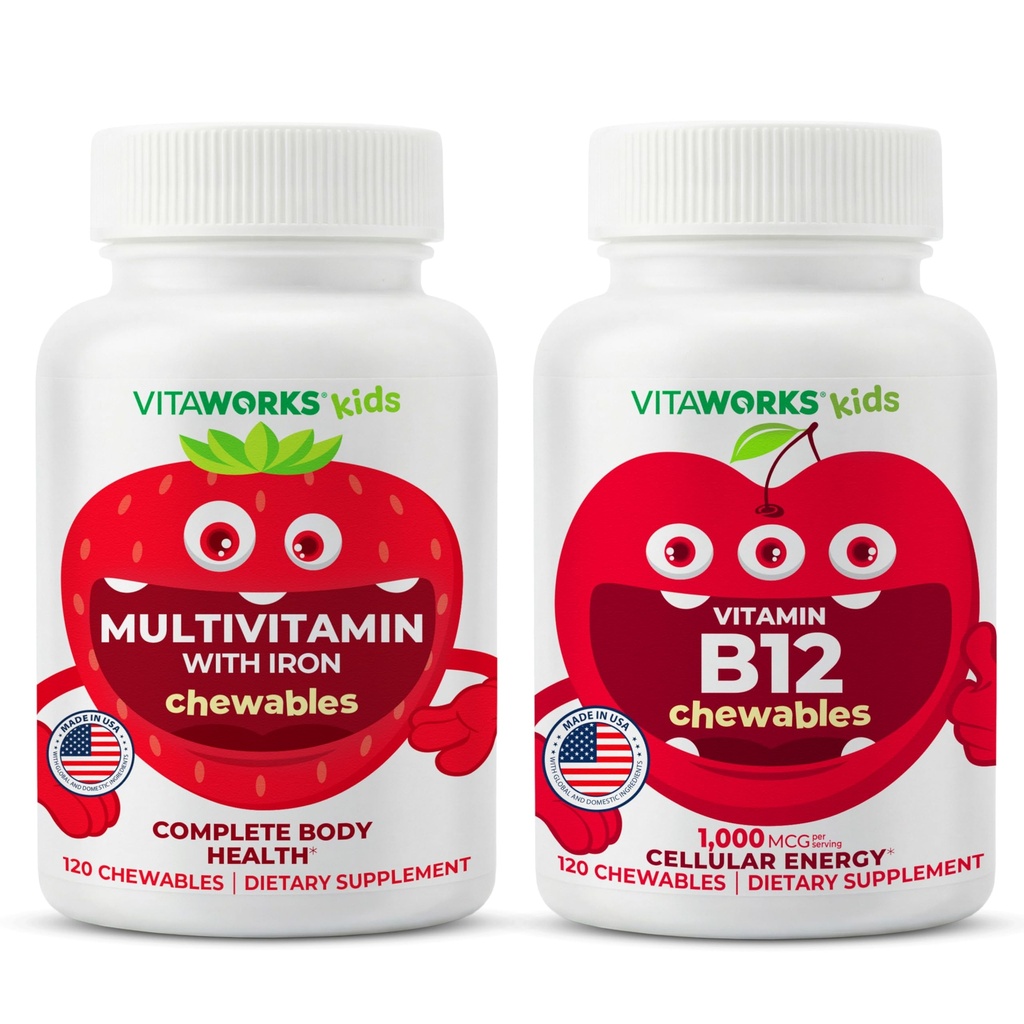 Kinderen Multivitamine Kauwtabletten + Vitamine B12 Kauwtabletten Bundel