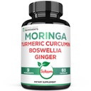 Satoomi 9in1 Moringa Capsules - Featuring Moringa, Turmeric, Boswellia, Ginger, Ashwagandha, Ceylon Cinnamon and Milk Thistle, and Resveratrol | Support Mood, Heart & Overall Health - 60 Count