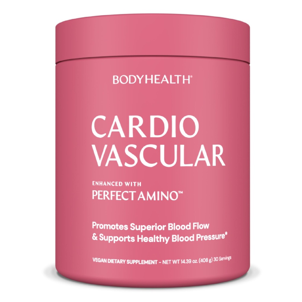 BodyHealth Cardio Vascular with PerfectAmino, Blood Flow and Heart Health Supplement Support with CoQ10, Nicotinamide Riboside, Resveratrol and D-Ribose, Chocolate Flavor, 30 Servings