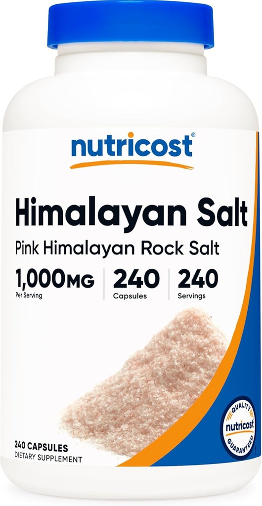Nutricost Pink Himalaya Salt Capsules 1000mg, 390mg Natrium, 240 Capsules - Non-GMO, Glutenvrij