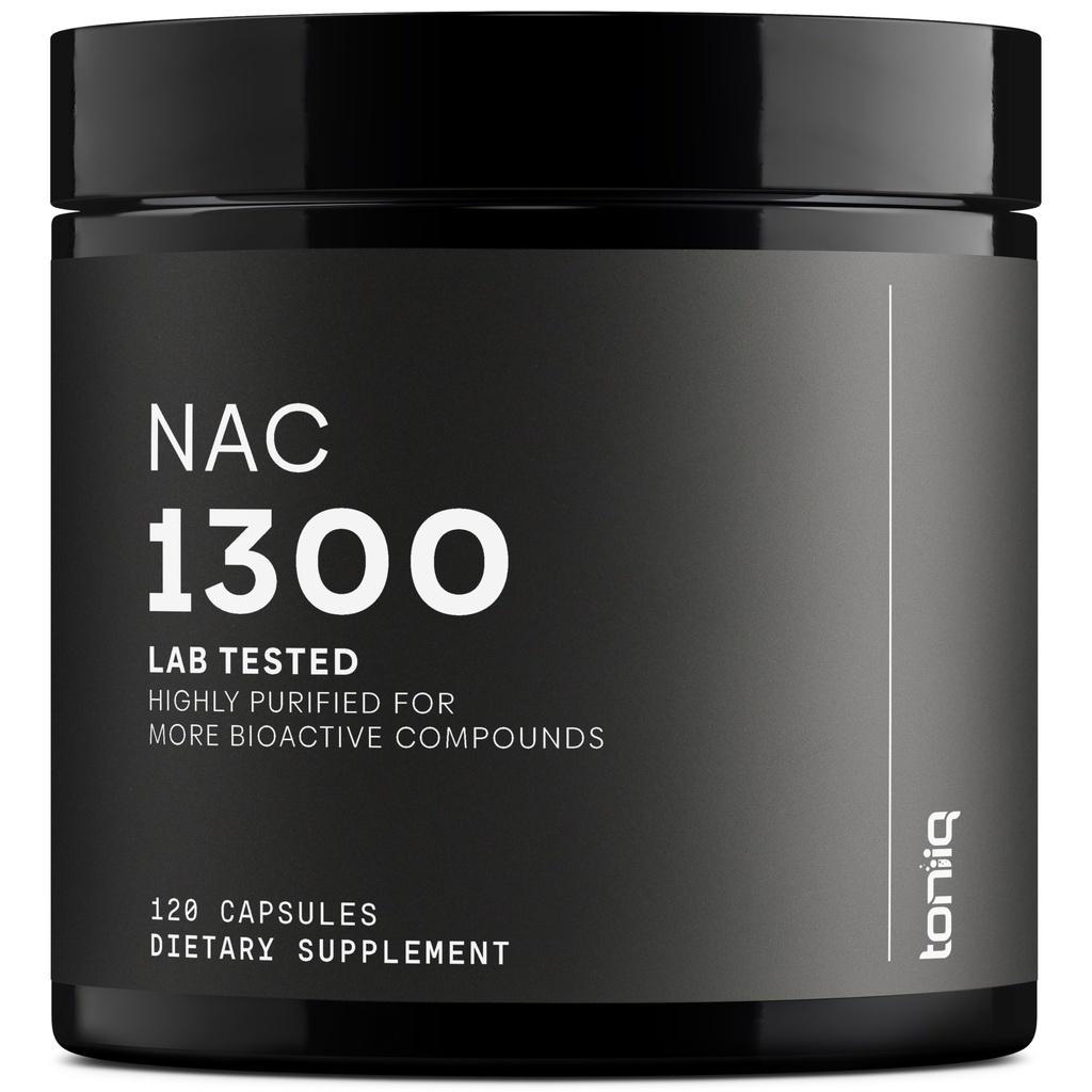 Toniiq 1300mg NAC - 2 maanden levering - min. 98%+ Geteste zuiverheid - Ultra High Strength Bio available NAC Cysteine Supplement - 120 Vegetarian N Acetyl Cysteine Capsules -Lab Getest TQ