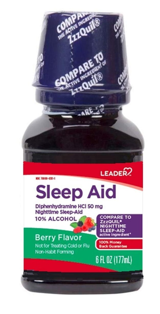 Leader Sleep Aid, Berry, 6oz. Per Bottle (Pack of 5)