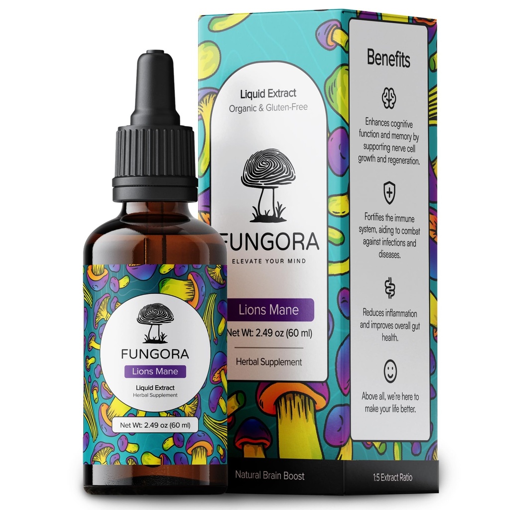 Lion's Mane Liquid Extract - Nootropic Brain Supplement for Memory & Focus - USDA Organic Lions Mane Mushroom - Sugar Free, Alcohol Free - USA Grown - 2 FL OZ (60 Servings, 2 Month Supply)