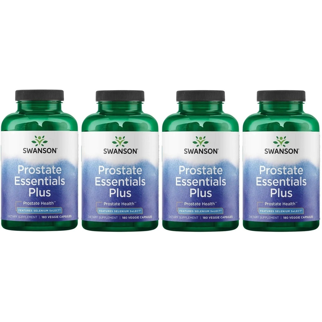 Swanson Prostate Plus - Natural Supplement for Men Promoting Healthy Urinary Tract Flow & Frequency - Ondersteuning van de algemene prostaat gezondheid - (180 Veggie Capsules) 4 Pack