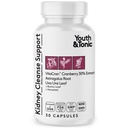 Youth & Tonic Nierreiniging & Detox Supplement met Cranberry Extract - Ondersteunt Urinaire Tract Gezondheid, Blaas en Nier Gezondheid - Vegan, niet GMO - 30 Vegetarische Pillen
