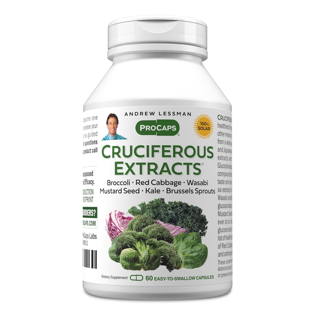 ANDREW LESSMAN Cruciferous Extracts 60 Capsules - High Levels of Glucosinolates and Sulforaphane from Broccoli, Red Cabbage, Mustard Seed, Wasabi, Brussels Sprouts and Kale Extracts, No Additives