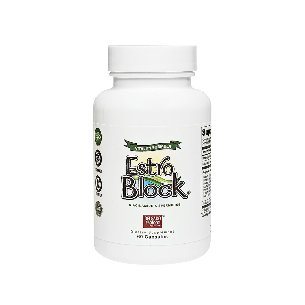 EstroBlock Vitality - 60 Capsules - Antioxidant Detox Supplement for Cellular Regeneration, with Niacinamide and Spermidine