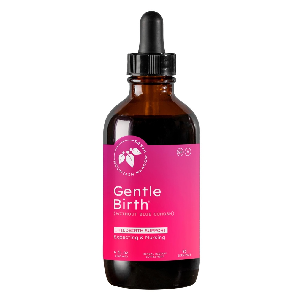 Mountain Meadow Herbs Gentle Birth for Birth Prep/Labor Prep, Fast Acting Liquid Herbal Extract for Childbirth Support w/o Blue Cohosh - 4oz