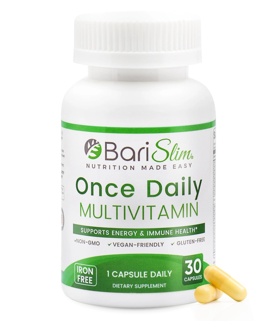 BariSlim Once Daily Bariatric Multivitamin Capsule - Iron-Free Formula - Bariatric Vitamin and Supplement for Post Surgery, Including Gastric Bypass and Gastric Sleeve | 30-Day Supply