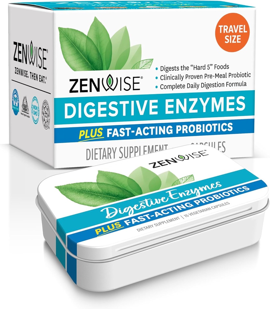 Zenwise Health Decompensative Enzymes and Bromelain for Gut Health - Probiotic Multi Enzymes with Prebiotics and Probiotics for Women and Men for Digestief Health and Bloating Relief for Digestie -15 CT