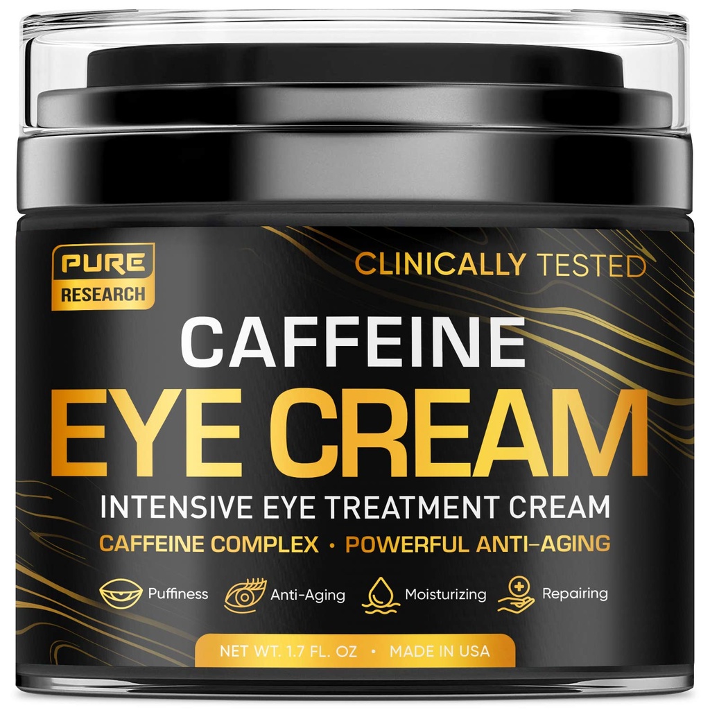 Cafeine Eye Cream For Anti Aging, Dark Circles, Bags, Puffiness. Great Under Eye Skin + Gezicht Aanscherping, Eye Lift behandeling voor mannen en vrouwen 1,7oz