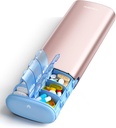 Vayadeer 7 Dag Weekly pil Organizer 2 keer per dag, Metal Am Pm Travel pil Case, Grote Capaciteit Tweemaal dagelijkse leuke pil Box voor supplementen, pillen, vitamines en medicijnen (Rose Gold)