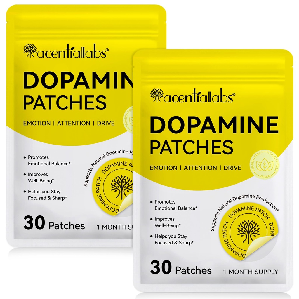 2 Pack Dopamine Patches, Mood Support Body Care Patch for Daily Mental Wellness, Mood Boost & Positivity, Supports Dopamine & Serotonin Balance Vegan for Men Women (30 Patches)