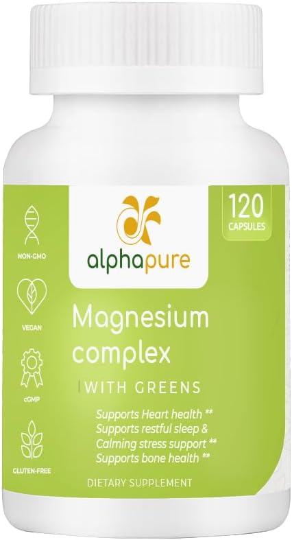 Complexe de magnésium avec les verts, le glycinate de magnésium, le gluconate de magnésium et le malate de magnésium fournir 250 mg de magnésium élémentaire par portion, tiers testé. Plus cinq verts riches en magnésium
