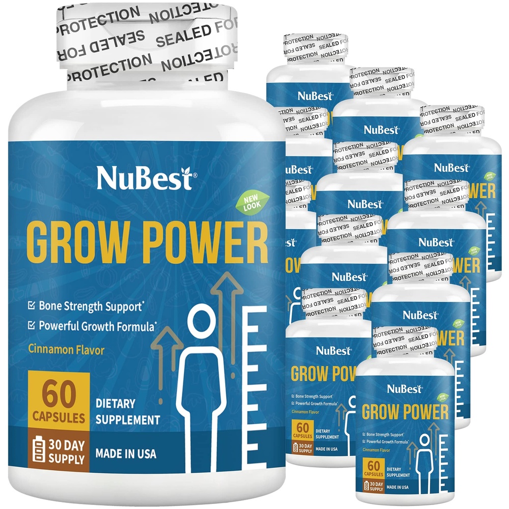 NuBest Groeikracht - Krachtige Bone Strength Formula voor kinderen (10+) & tieners - Ondersteunt gezonde botgezondheid, algehele gezondheid met calcium, vitamine D3, fosfor, Magnesium & Meer - 12 Pack