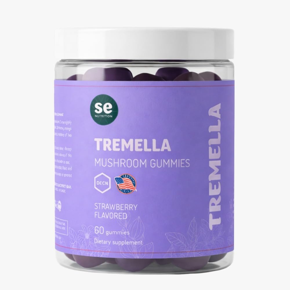 Tremella Mushroom Gummies (High Potency Fruiting Body Extract) with Biotin – Natural, Clean, Vegan, Non-GMO Gummy – Hydration, Skin Elasticity & Keratin Support – 60 Gummies – Made in USA