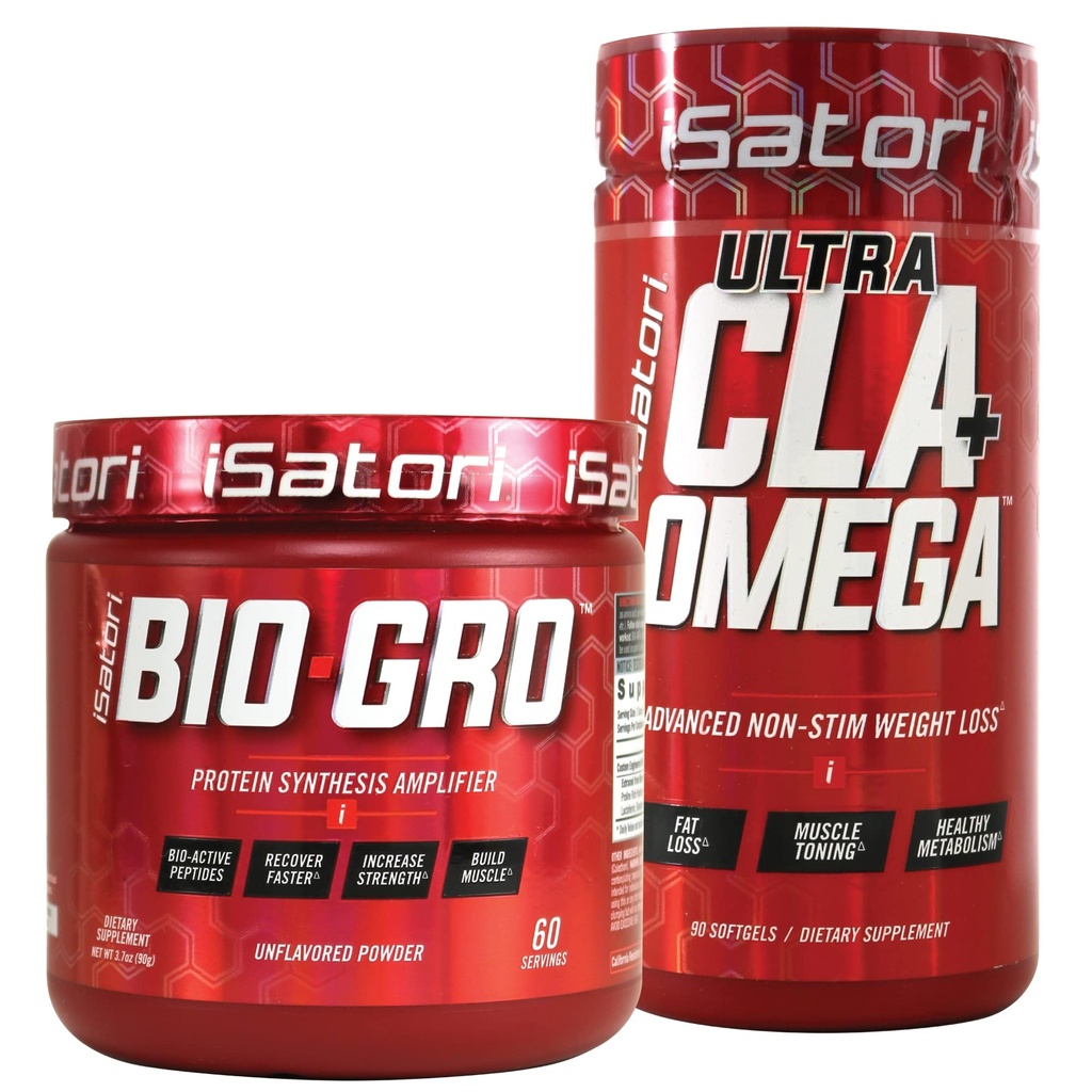 iSatori Bio-GRO Protein Synthesis Amplifier - Unflavored (60 Servings) & iSatori Ultra CLA + Omega (90 Softgels)