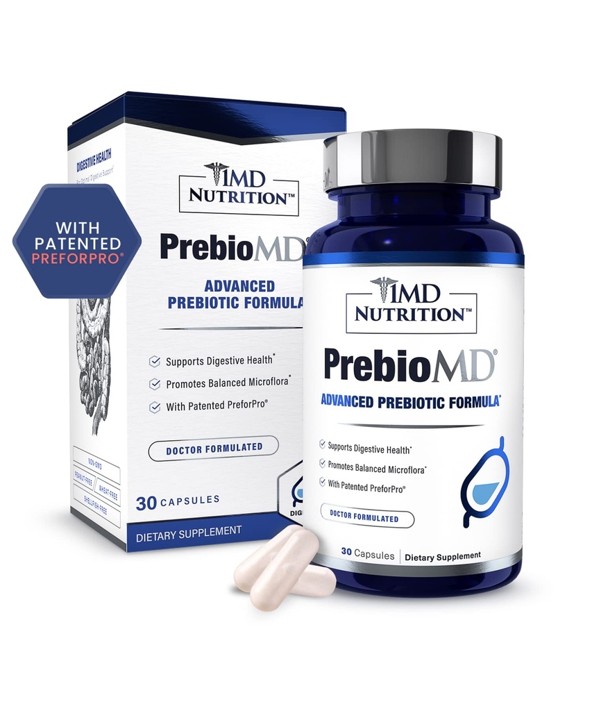 1MD Nutrition PréBioMD - Prébiotiques avec PreforPro®-Support Digestion saine et bactéries bénéfiques